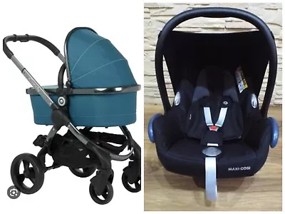 Icandy Peach 2 Peacock - Carrycot + Chassis & Maxi Cosi Cabriofix Car Seat  • £100