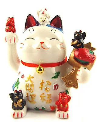 Feng Shui Maneki Neko Lucky Cat/Waving Hand Cat Coin Bank For Wealth • $14.99