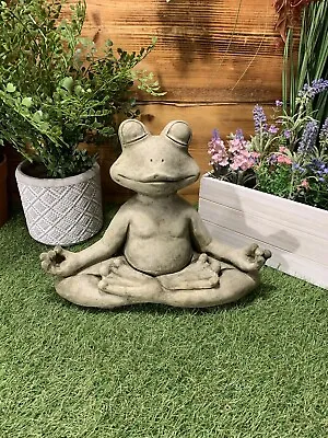 Stone Garden Meditating Frog Statue Sculpture Ornament • £36.70