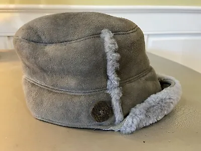 UGG Genuine Shearling Sheepskin Bucket Hat Logo  Gray One Size • $31