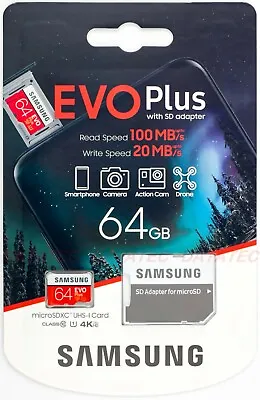 SAMSUNG EVO Plus Micro SD 64GB SDXC Memory Card Dash Action U1 GoPro Phone 100Ms • $14.90