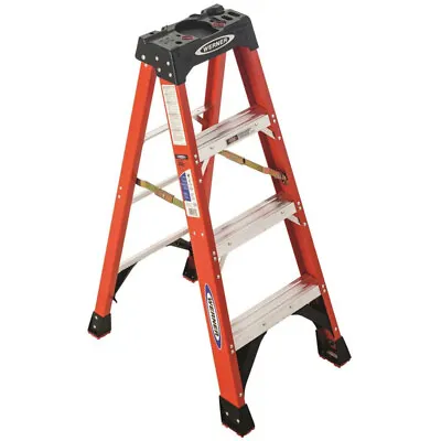 Werner 4 Ft. Fiberglass Step Ladder (8 Ft. Reach Height) With 300 Lbs. Load Type • $119.99