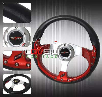 320mm Universal Chevy Truck 6-Bolt Steering Wheel Pvc Leather Black+Horn Button • $37.99