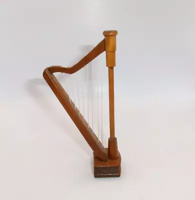 Vintage Artisan Dollhouse Miniature Wooden Musical Harp 5.5 In Tall 1 :12 Scale • $10.99