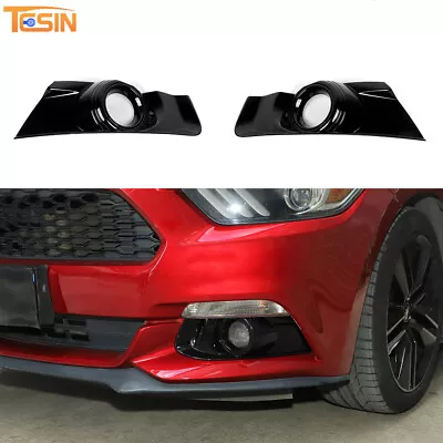 2x Front Fog Light Lamp Cover Trim For Ford Mustang 2015 2016 2017 Glossy Black • $31.99