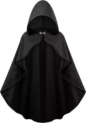 Renaissance Hooded Cape Witch Cloak With Hood Medieval Halloween Costume • £12