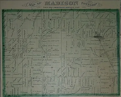 Vintage 1874 Railroad & Land Owner Plat Map ~ MADISON Twp. SANDUSKY Co OHIO  • $45.95