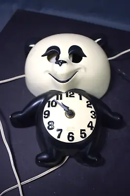 Sparta Panda Electric Wall Clock Moving Eyes 1950's Working NO TONGUE 12  Tall • $85
