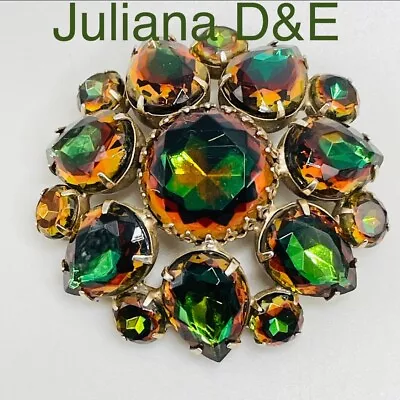 Juliana D&E Brooch Watermelon Crystals Large Pin No Missing Crystals 1960s • $2.25