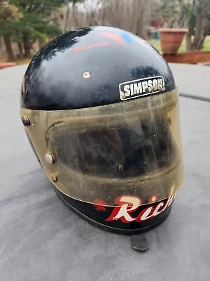 Vintage 1975 Simpson Race Helmet With Visor Black Size 7 3/8  AMA  • $212.49