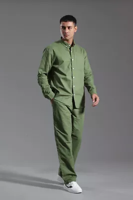 Mens Sweatsuits 2 Piece Sweatshirt Tracksuit Sets Linen Pants Jogging Suits • $63.26