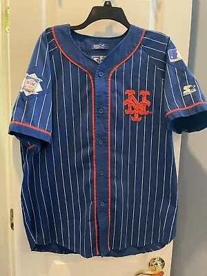 Vintage Starter New York Mets Pinstripe Blue Jersey Sz L Used • $64.99