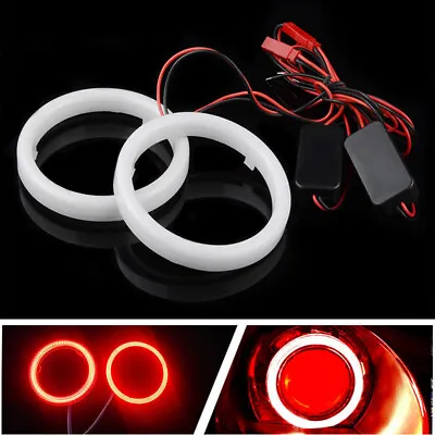 2x Car 90mm 6000K Red COB LED Angel Eyes Halo Ring With Cover Fog Light • $16.99