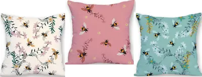 Soft Velvet Feel Bumble Bee Cushion 45x45cm Choose Cover Only Or Filled Cushion • £6.99