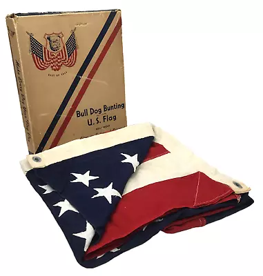 Vintage Bull Dog Bunting US American Flag 48 Star 4-1/3’ X 5-1/2’ In Box USA • $149.99