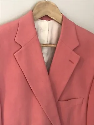 Mens Geoffrey Beene Solid Pink 100% Silk Blazer Made 44R • $69.99