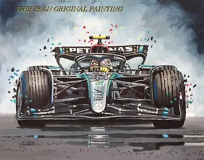 LEWIS HAMILTON W15 2024 Original Painting By Greg Tillett Formula 1 F1 Art • £275