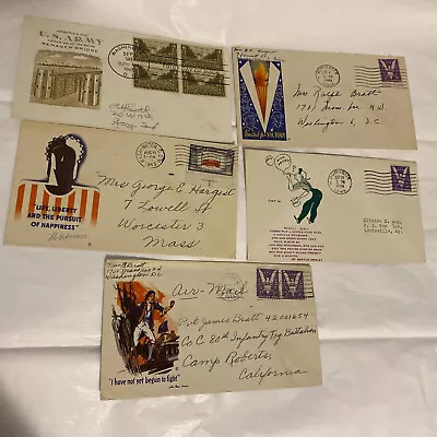 USA WW2 VICTORY MILITARY SOLDIERS MAIL 5 PROPAGANDA COVERS Envelopes • $24.99