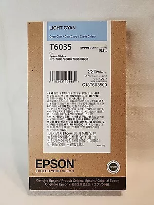 NEW GENUINE - EPSON T6035 LIGHT CYAN 220ml Ink - Stylus 7800 9800 7880 - 2022 • $99.99