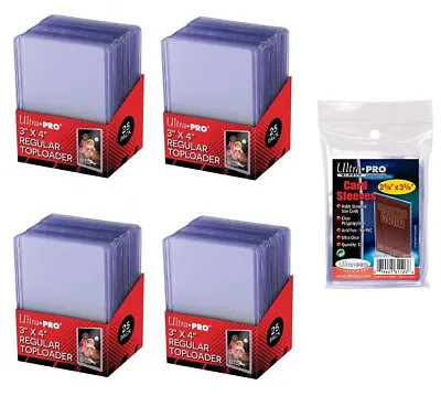 100 ULTRA PRO 3x4 Sports Card Toploaders + FREE SLEEVES FREE SHIPPING • $15.98