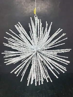 MCM Silvestri Christmas Atomic Starburst VTG Silver W/Glitter Hangng Ornament 5  • $14.04