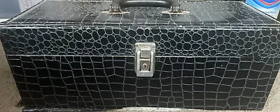 Vintage 70s 8-TRACK TAPE Storage Box-Case W/ Faux Alligator Skin-24 Cartridge • $12
