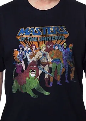 He-Man Masters Of The Universe Heroes And Villains Cast Black T-Shirt SM MD • $14.99