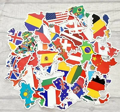 50 World Country Stickers National Flag/maps/country Vinyl Sticker Waterproof • £9