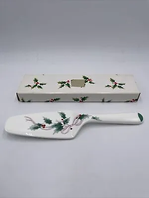 Mikasa Ribbon Holly Christmas Bone China Cake Pie Server EUC In Box • $18
