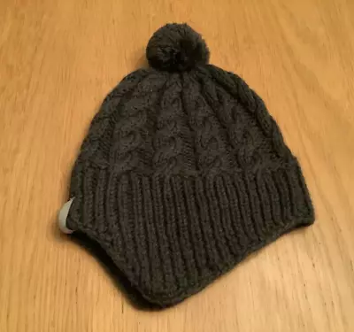 Icebreaker New Zealand Merino Cable Knit Wool Hat  Pom-pom Size S Grey • £9