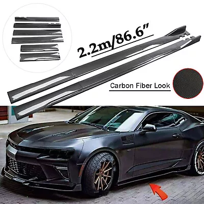 86.6“ Carbon Fiber Side Skirt Rocker Panel Splitter Lip For Ford Mustang+ • $79.99