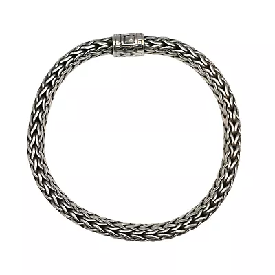 Vintage John Hardy Woven Wheat Chain Bracelet Sterling Silver Signed Sz ~7-3/4  • $0.99