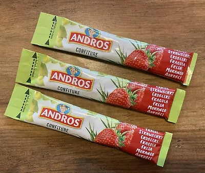 ANDROS Strawberry JAM 25g Portion Sachet Individual Spread Stick Box Of 100 • £14.99