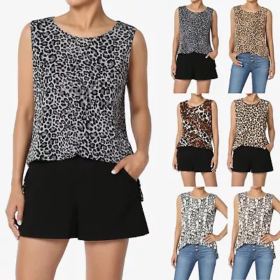 TheMogan S~3X Snake Leopard Animal Print Side Slit Cool & Fluid Knit Tank Top • $13.29