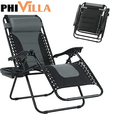 PHI VILLA Folding Zero Gravity Chair Recliner Patio Lounge Beach Chair Adjustabl • $78.99