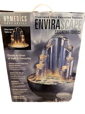 Homedics Envirascape Cascading Towers Fountain Illuminating Glass Relaxation • $89.98
