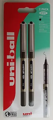 UNI-BALL Eye Fine UB-157 Rollerball Pen 2 Pack - Blister BLACK • £4.99