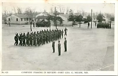 WW2 Era RPPC Fort Geo G Meade MD COMPANY PASSING IN REVIEW Army Postcard 723 • $2.93