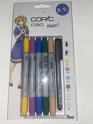 Copic Ciao 5+1 Manga 1 Set Twin Tipped Markers Plus 0.3 Fineliner For Manga Art • £8