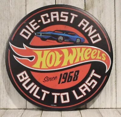 Hot Wheels Round Tin Metal Sign Toy Cars Boys Room Wall Art Man Cave Decor XZ • $14.97