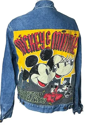 Vtg Mickey Minnie Mouse Denim Jean Jacket Size L Rooftop Romance  • $75