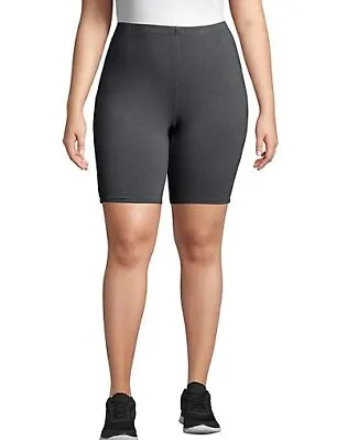 Just My Size Women Bike Shorts Stretch Cotton Jersey Sports Plus Size Black Grey • $15