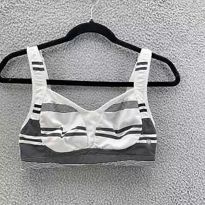 Lullulemon Ta Ta Tamer Sport Bra Women 32D White Grey Black Closure Activewear • $20.04