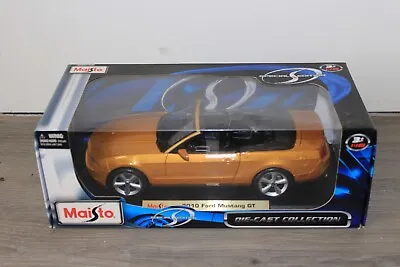 Gold 2010 Ford Mustang Gt Convertible Maisto 1:18 Scale Diecast Metal Model Car • $39.99
