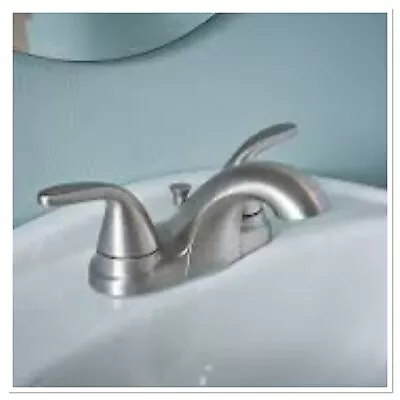 MOEN 84942SRN Banbury 4in Double Handle Low-Arc Bathroom Faucet Brushed Nickel • $34.90