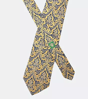 VERSACE Tie Medusa Logo Baroque Textured Silk Yellow Necktie Width 3.5  • $19.99