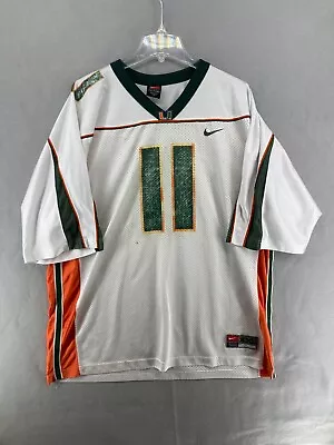 Miami Hurricanes Jersey 11 Mens 2XL Nike Team Vintage • $18.74