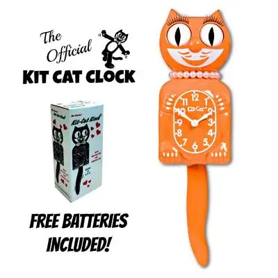 FESTIVAL ORANGE LADY KIT CAT CLOCK 15.5  Kit-Cat Klock NEW Free Battery USA MADE • $69.99