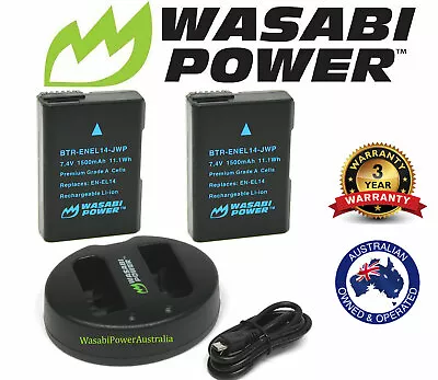 Wasabi Power ENEL14 Battery (2-Pack) And Dual Charger For Nikon EN-EL14EN-EL14a • $112.99