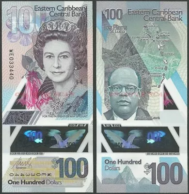 East Caribbean 100 Dollars 2019 P New B244 Polymer Qe Ii Unc • £57.99